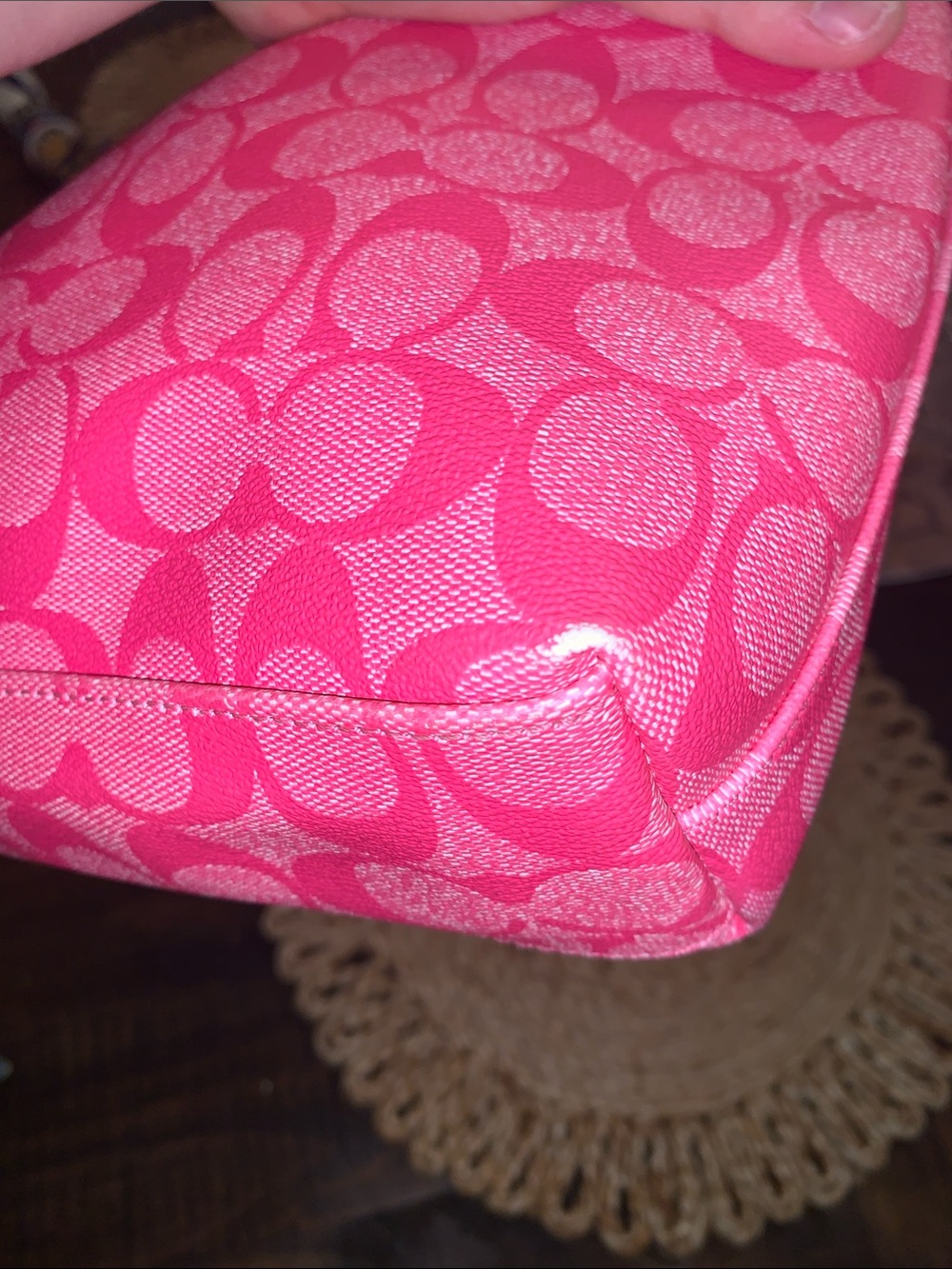 Coach Pink and Yellow Signature Stripe Mini Tote Bag Vintage 2013 - Picture 10 of 14
